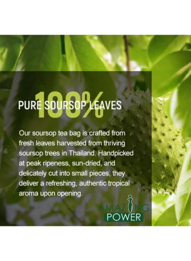 بريميم 2 حزمة من شاي أوراق Soursop Graviola النقي 100٪ ، القشري - ذات جودة عالية ، ورقة نقية 100٪ ، 1.5 جم * 20 كيس شاي *2 - Image 4